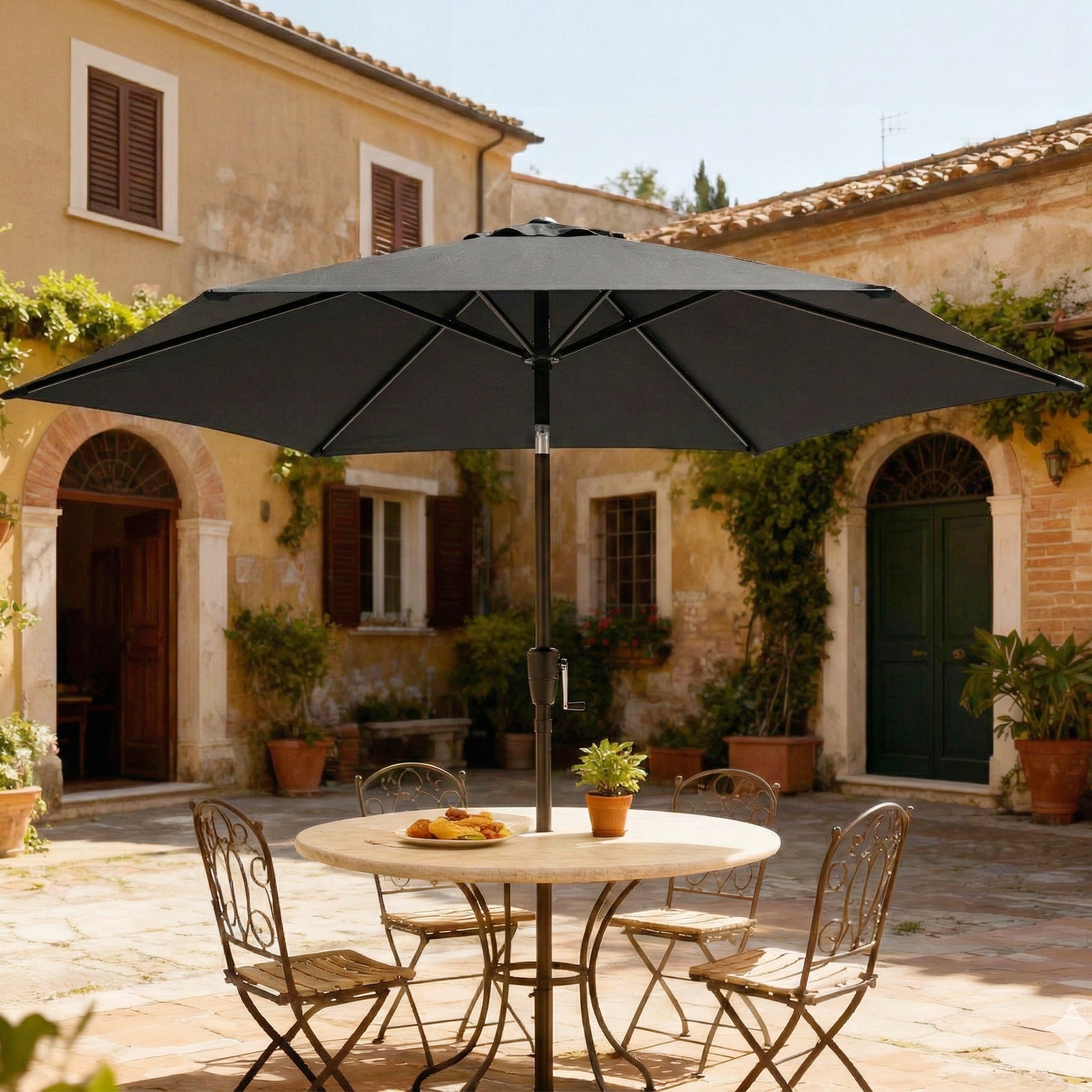 2m Garden Parasol Umbrella, Outdoor Table Parasol Umbrella with Crank Handle, Tilt Function, UV30+ Protection
