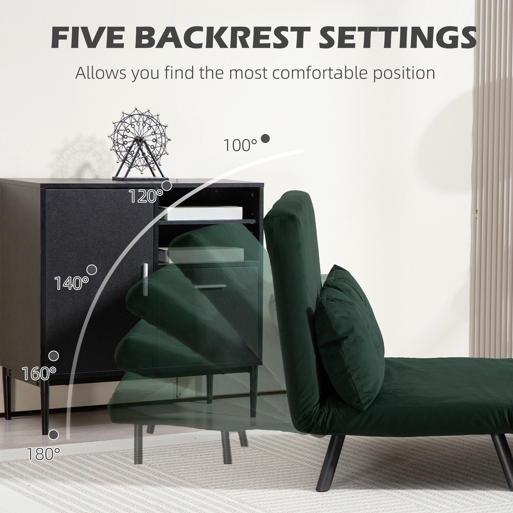 4-in-1 Velvet-Feel Double Sofa Bed with Pillows - Green