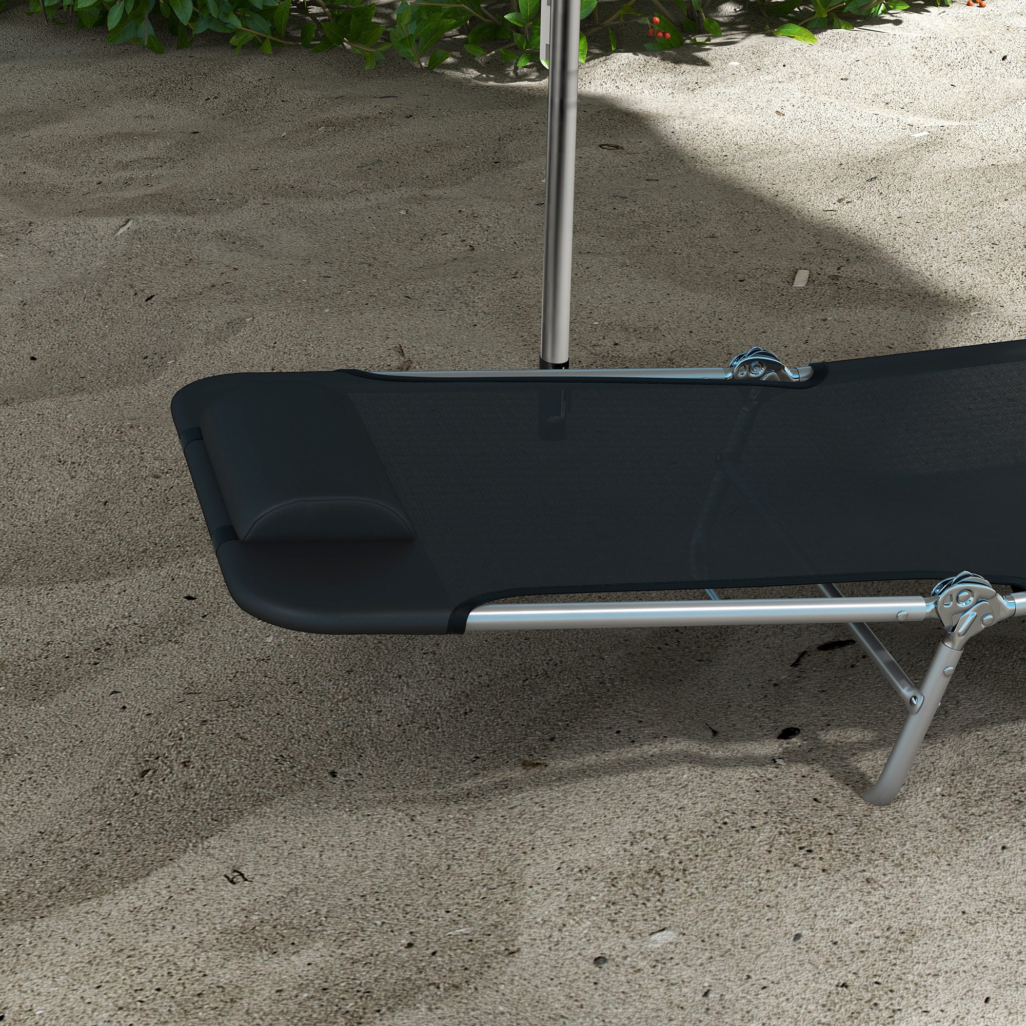 Set of Two Steel Frame Sun Loungers, with Reclining Backs - Black