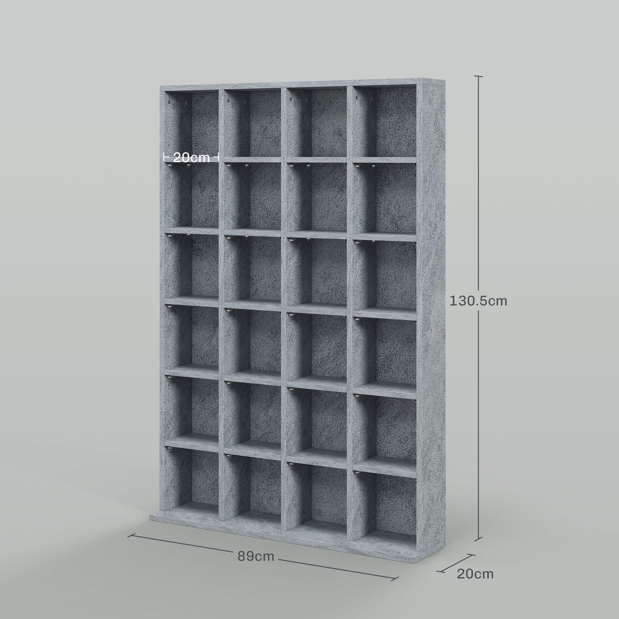 CD Storage Unit with Adjustable Shelves, 89 x 130.5 cm, Cement Grey