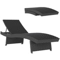 Outdoor PE Rattan Sun Lounger with Wheels - Black