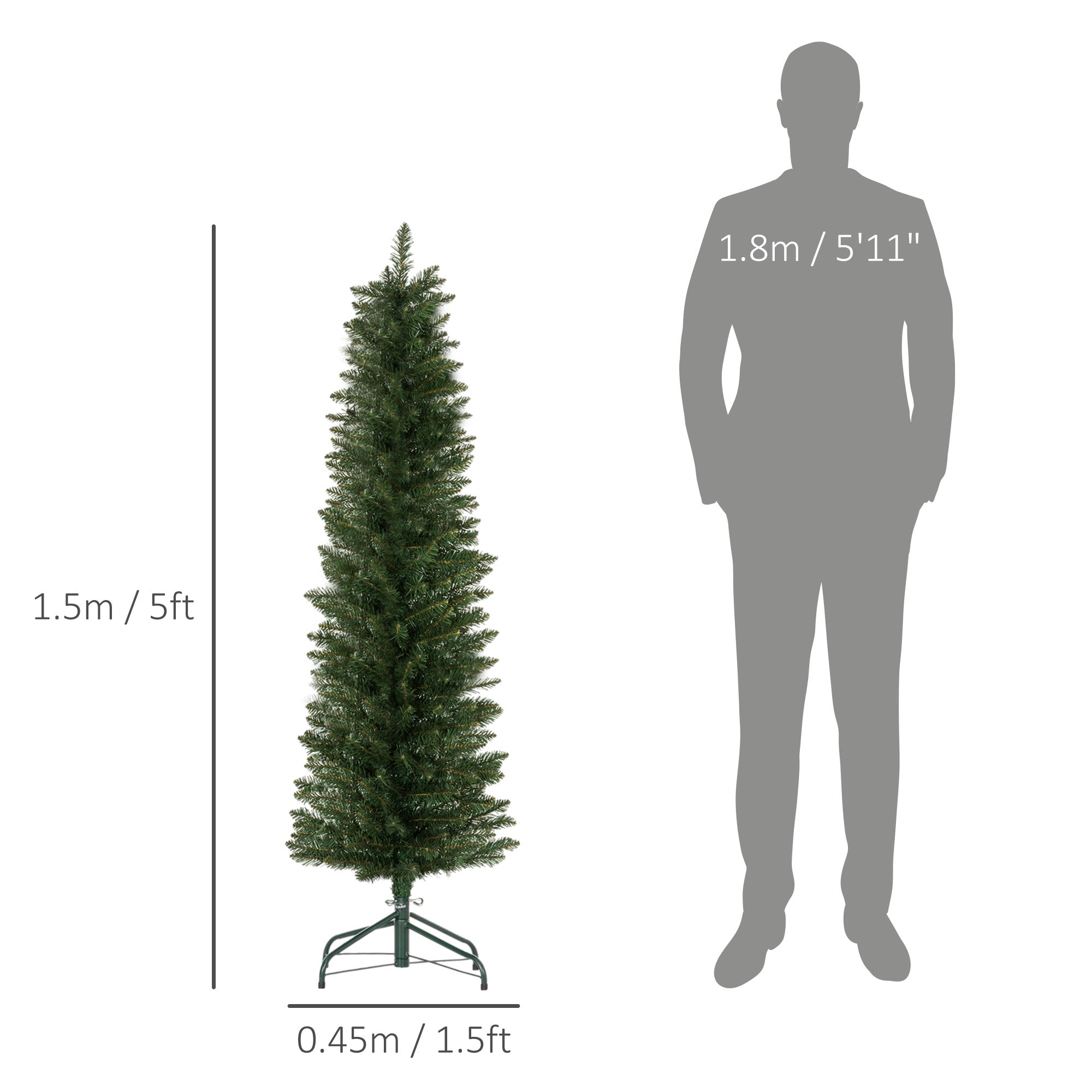 5ft Artificial Bare Pencil Christmas Tree - Green