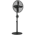 41 cm Metal Pedestal Fan with Oscillating, Adjustable Height Black
