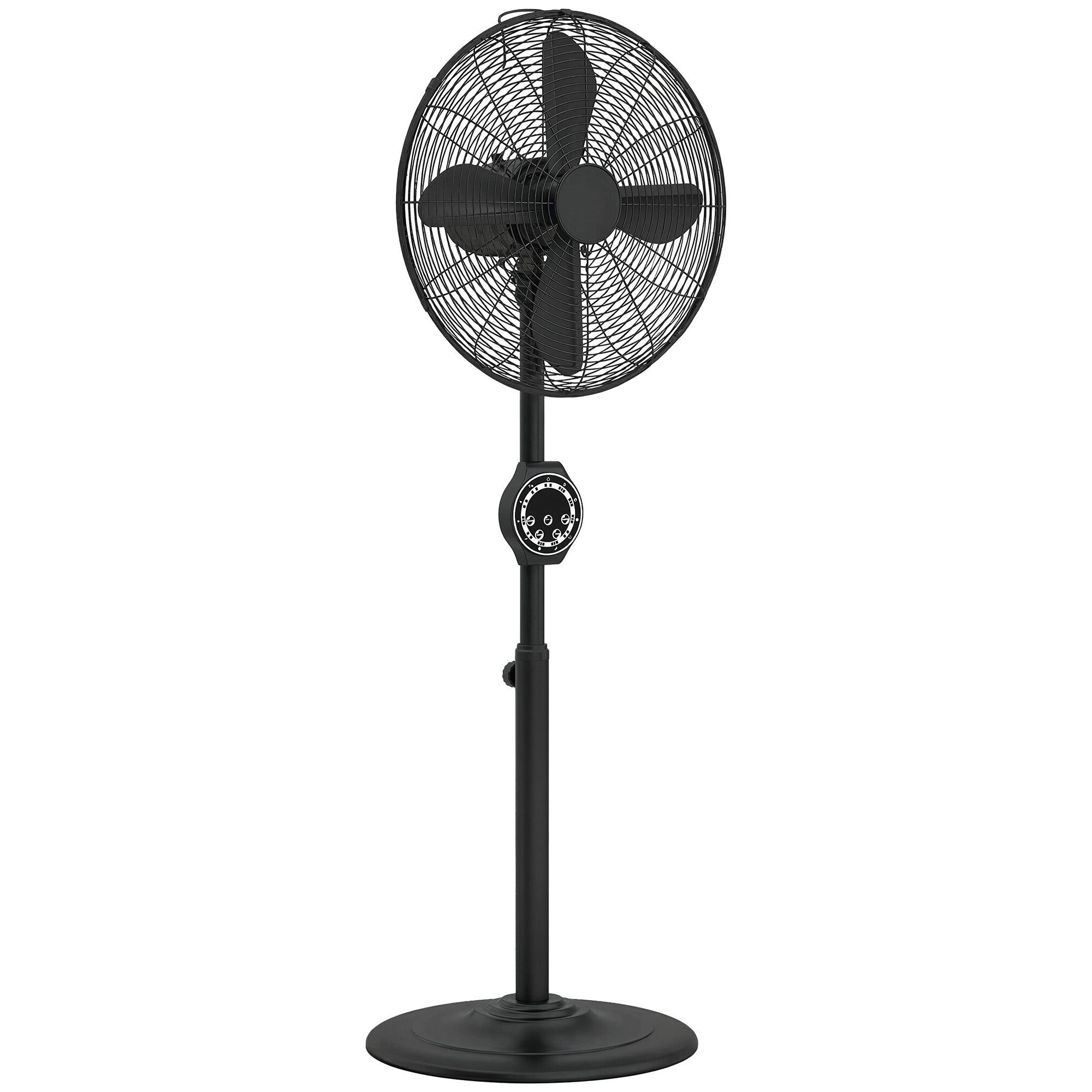 41 cm Metal Pedestal Fan with Oscillating, Adjustable Height Black
