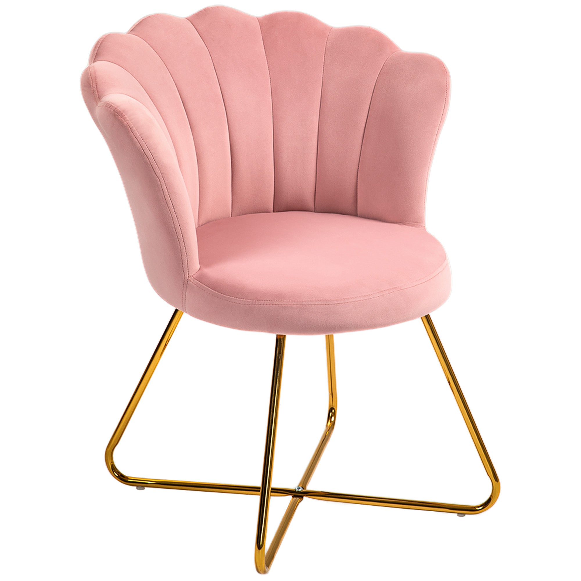 Velvet-Feel Lotus Petal Accent Chair - Pink