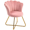 Velvet-Feel Lotus Petal Accent Chair with Sponge Padding - Pink