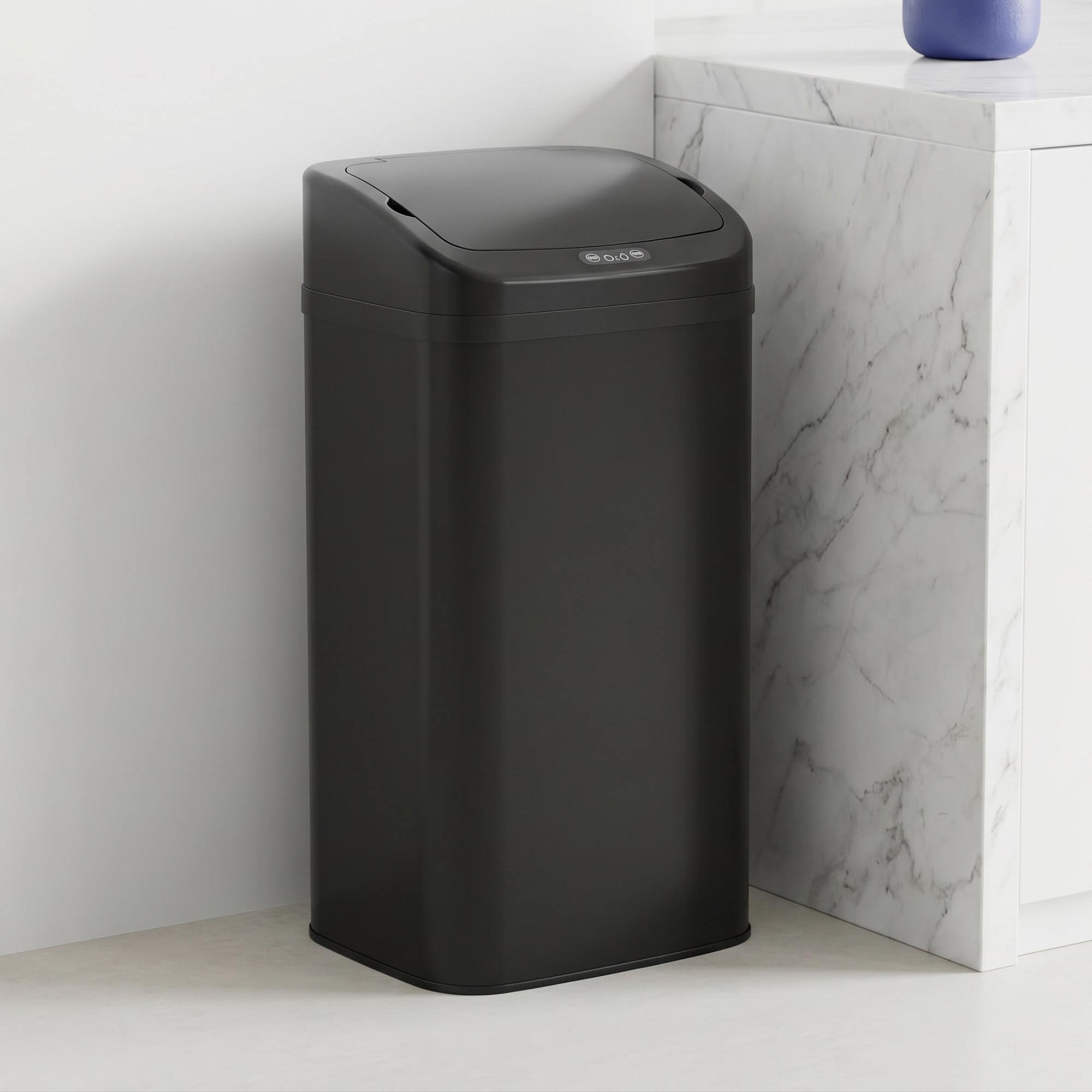 48L Galvanised Steel Sensor Bin - Black