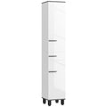 190cm Slim Bathroom Storage Cabinet with Cupboards & Drawer - White