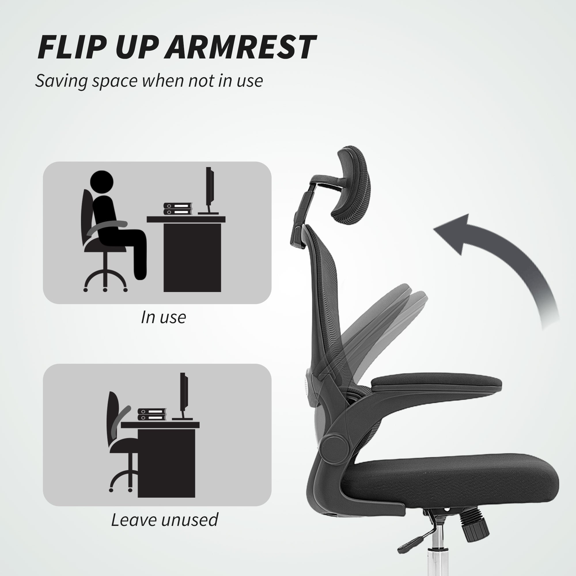 Mesh Back Office Chair, with Lumbar Support - Black
