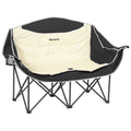 Oversized Double Camping Chair with Cup and Wine Holders, Carry Bag - Khaki