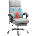 Faux Leather Massage Office Chair with Recline and Heating - Light Grey
