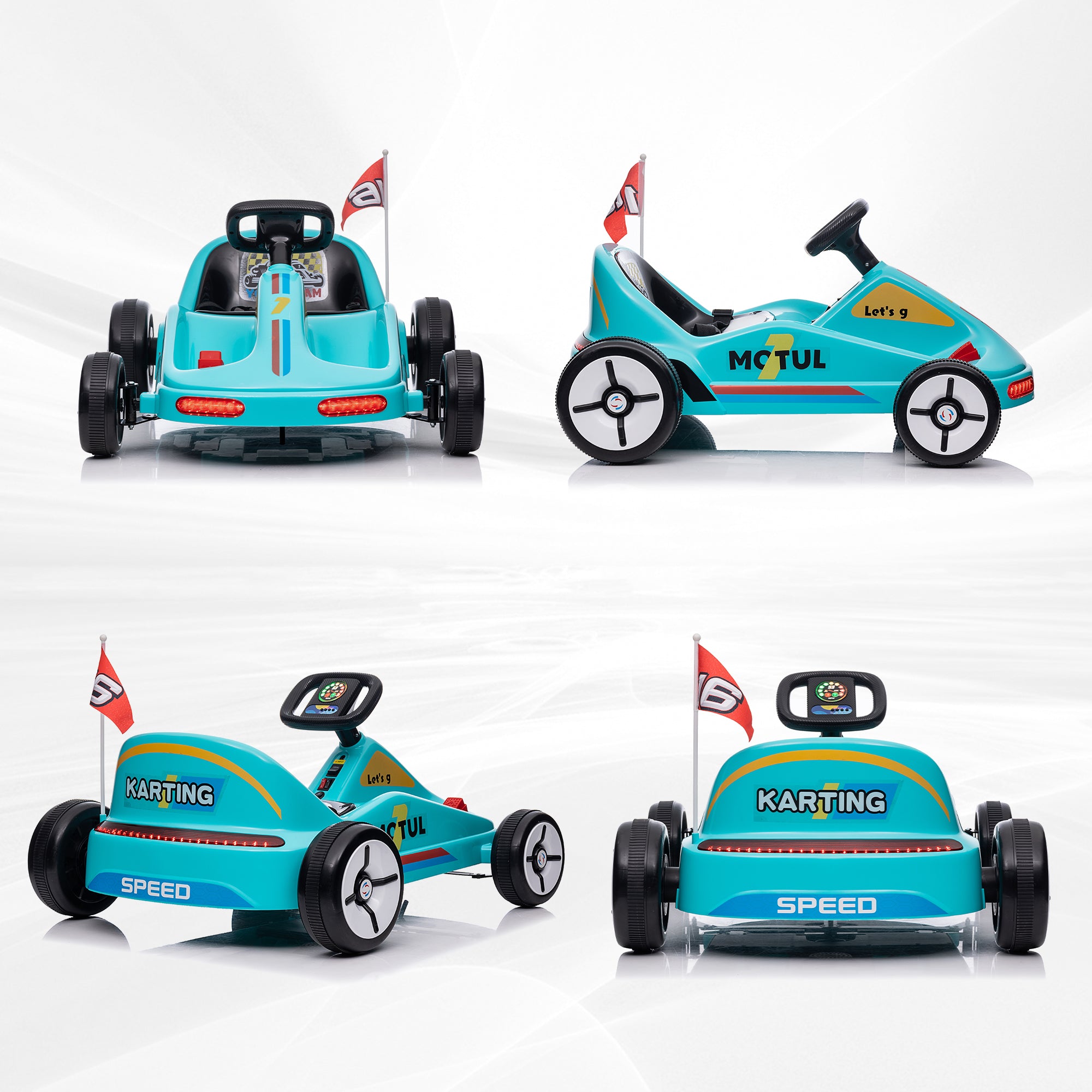 6V Electric Go Kart for Kids with Music, Light, Horn, for 3-5 Years, Blue