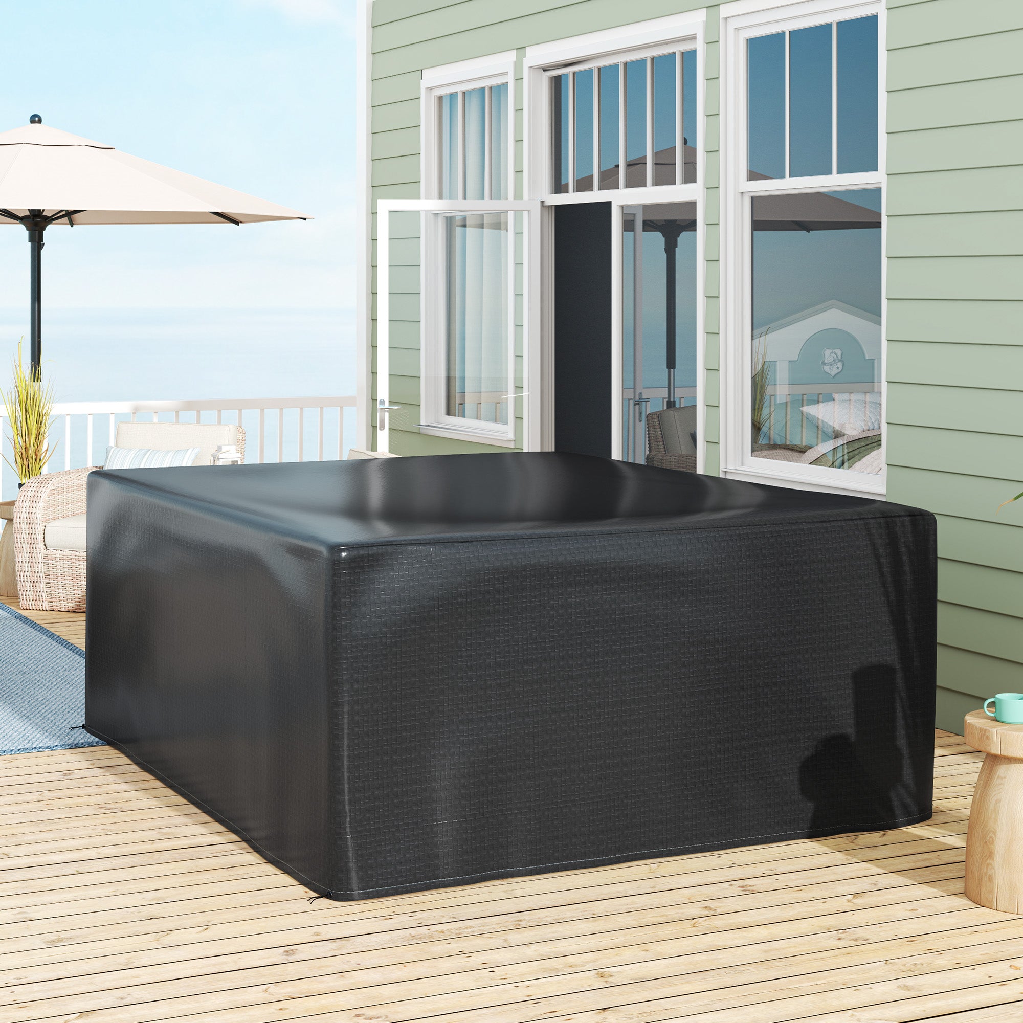 Large Waterproof Anti-UV Garden Furniture Cover Set 235x190cm - Black