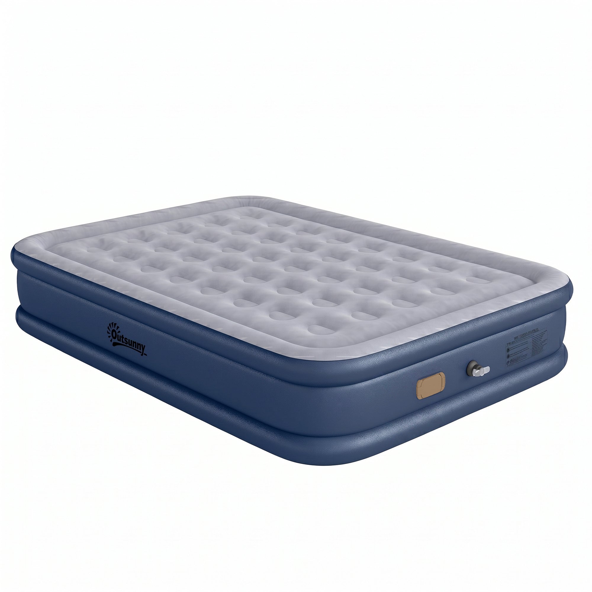 Inflatable Mattress, Double Air Bed with Built-in Electric Pump, 3 Mins Inflation, Flocked Surface, Grey