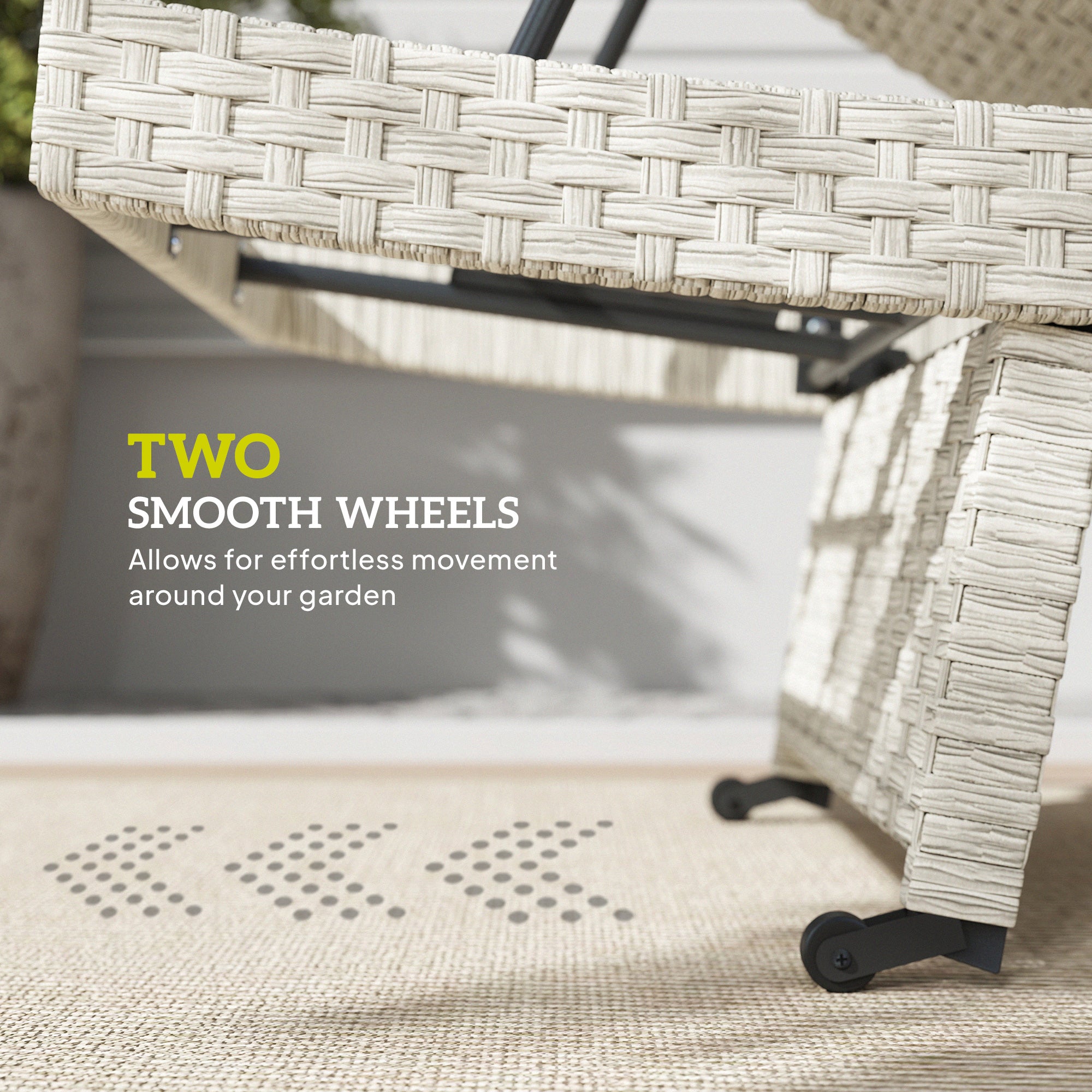 Outdoor PE Rattan Sun Lounger with Adjustable Backrest and Wheels Grey