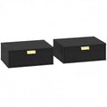 Modern Floating Nightstands Set of 2, Wall Mounted Bedside Tables with Wave Drawer Black