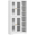 Multi-Storage Kitchen Cabinet, with Glass Doors - White Wood-Effect