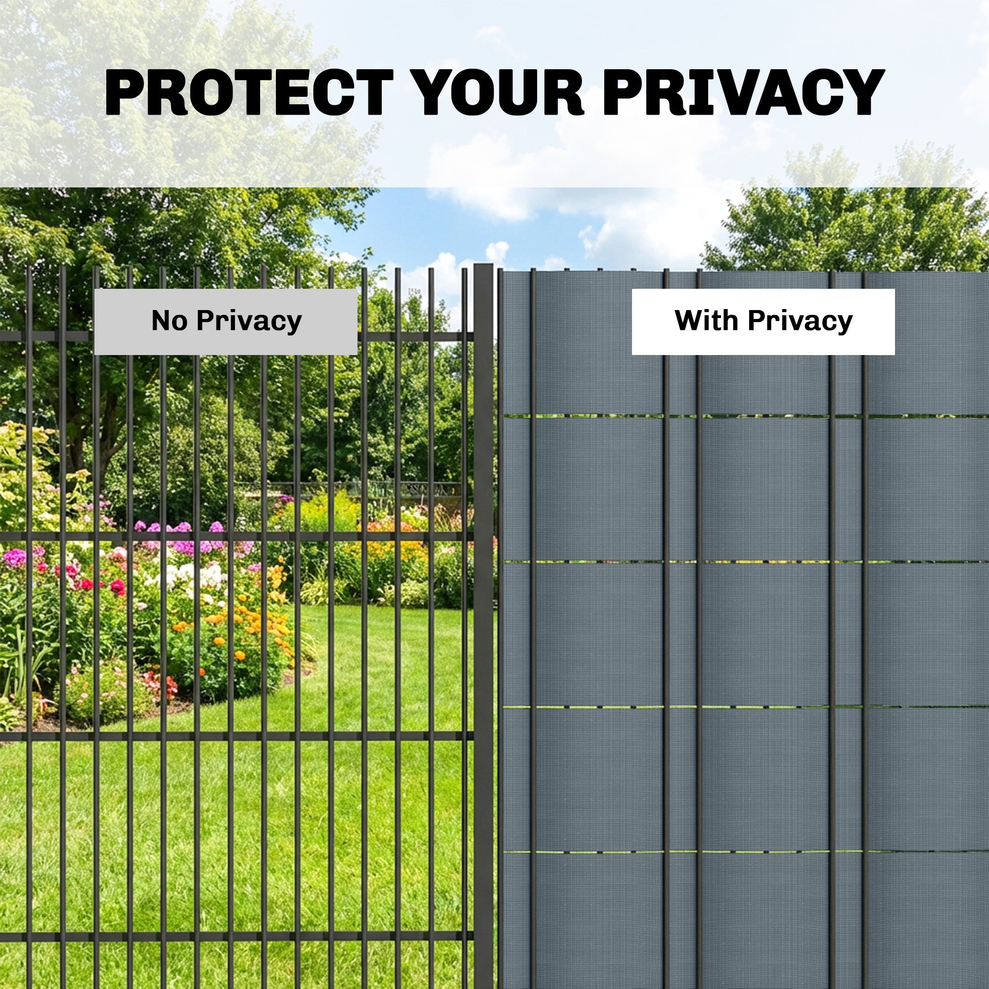 2Pcs Privacy Garden Screen Fence, UV Resistant Waterproof Windbreak Fencing, 70mx19cm, Grey