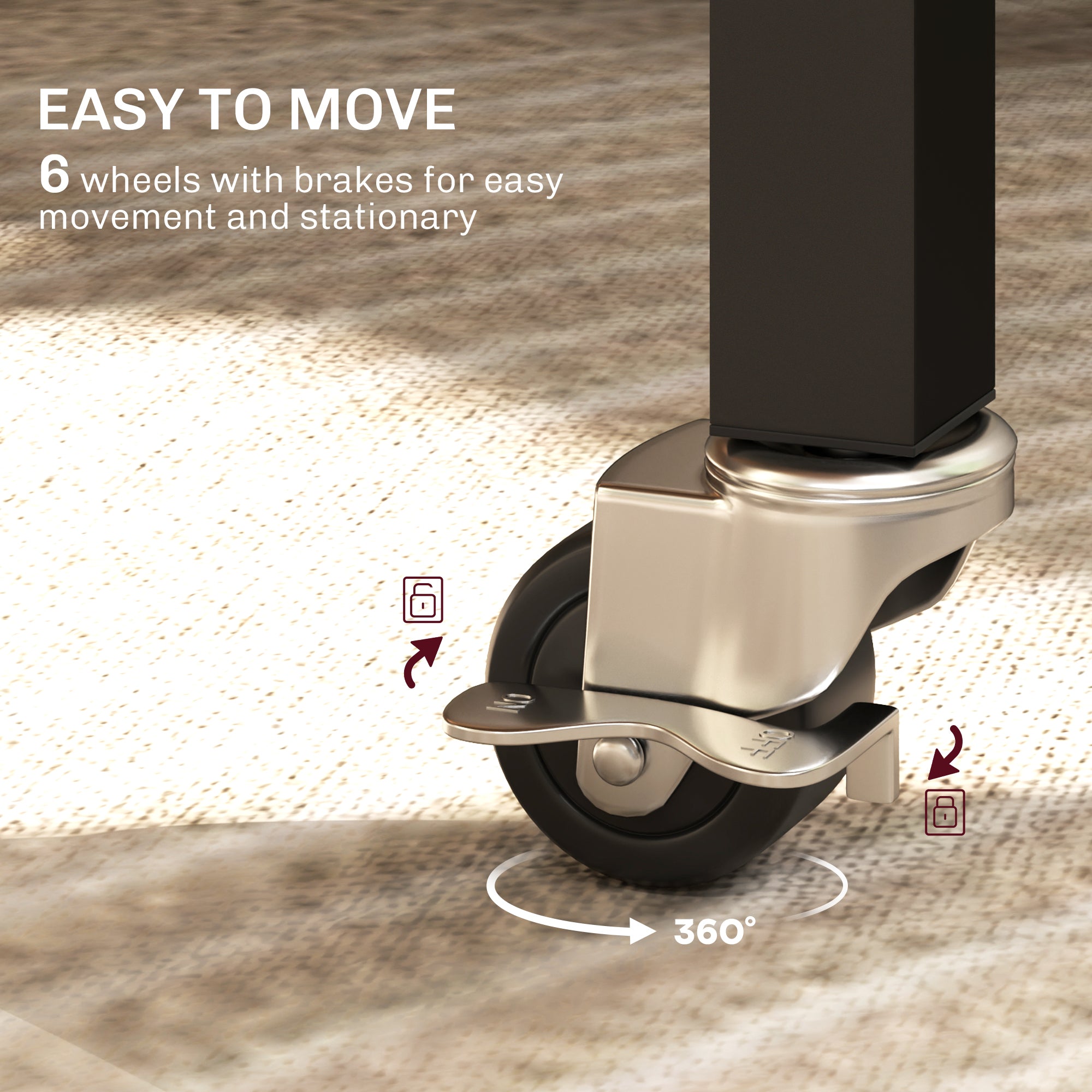 Six-Seater Drop-Leaf Dining Table, with Wheels - Brown Wood-Effect