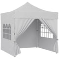 3 x 3 m Pop Up Gazebo with Sidewalls, UPF50+ Heavy Duty Garden Party Tent Marquee with Wheeled Carry Bag, Silver Grey