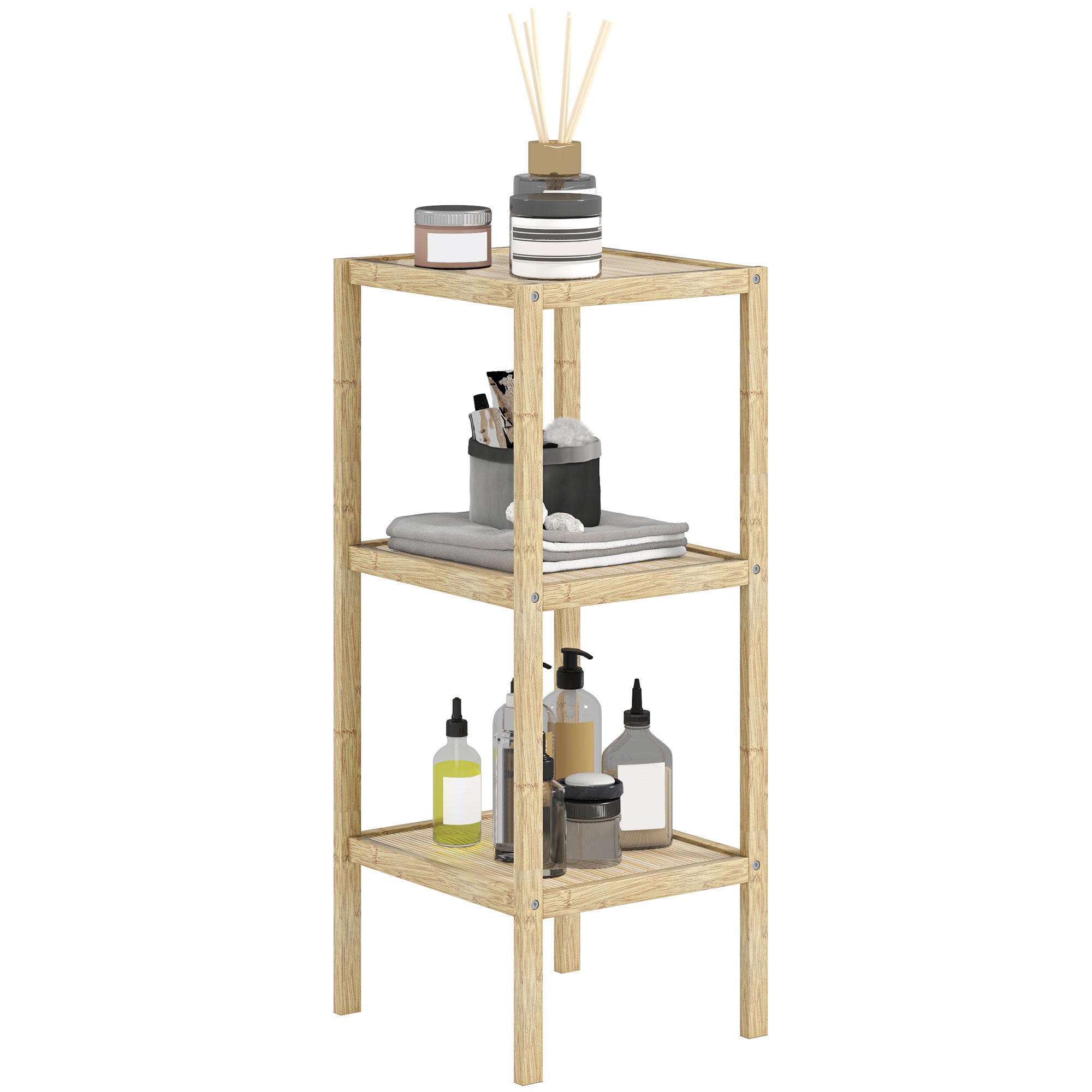 Three-Tier Bamboo Bathroom Shelf - Natural Finish