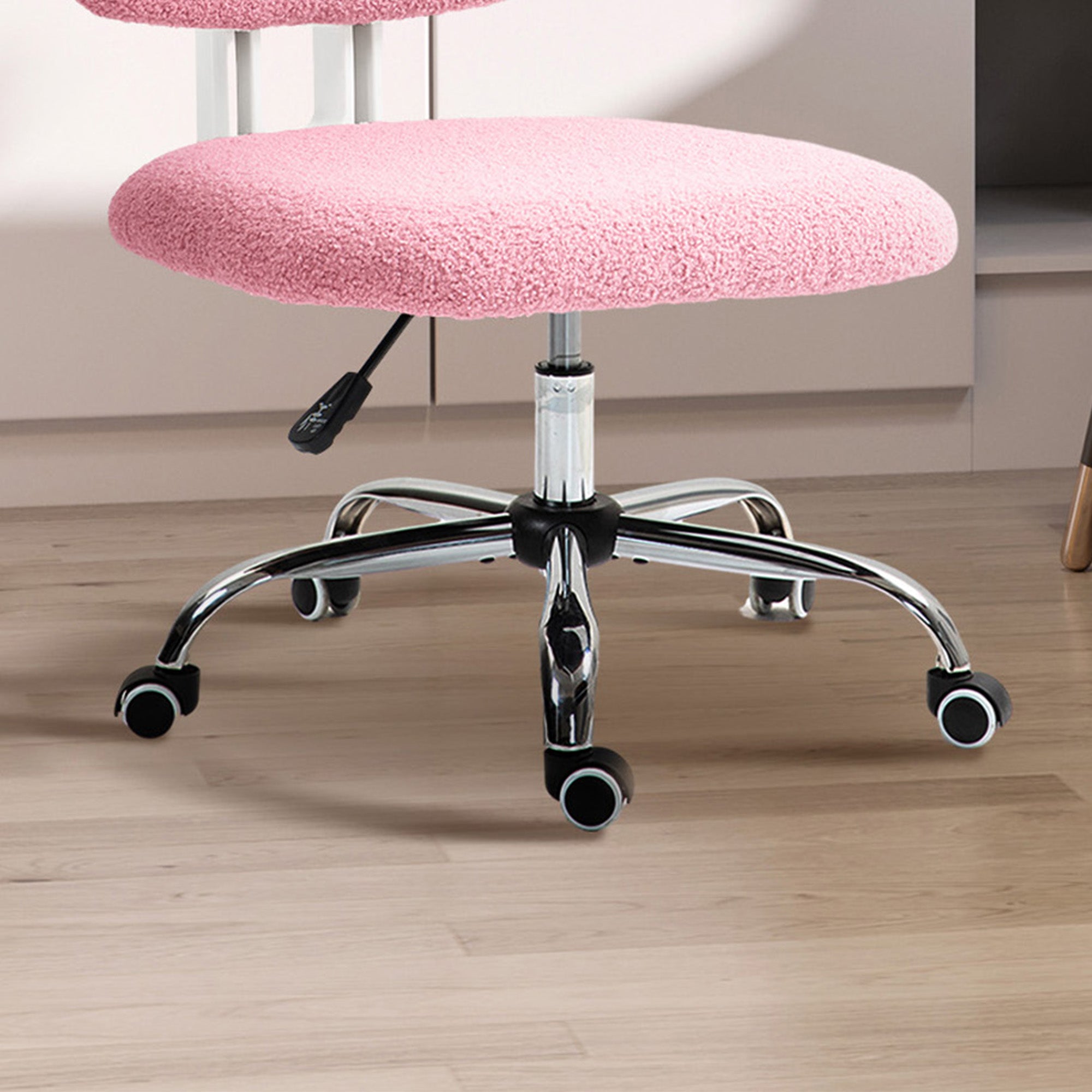 Teddy Fleece Armless Office Chair - Pink