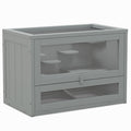 Wooden Hamster Cage Small Animals Hutch with Ramp 60x35x42cm - Grey
