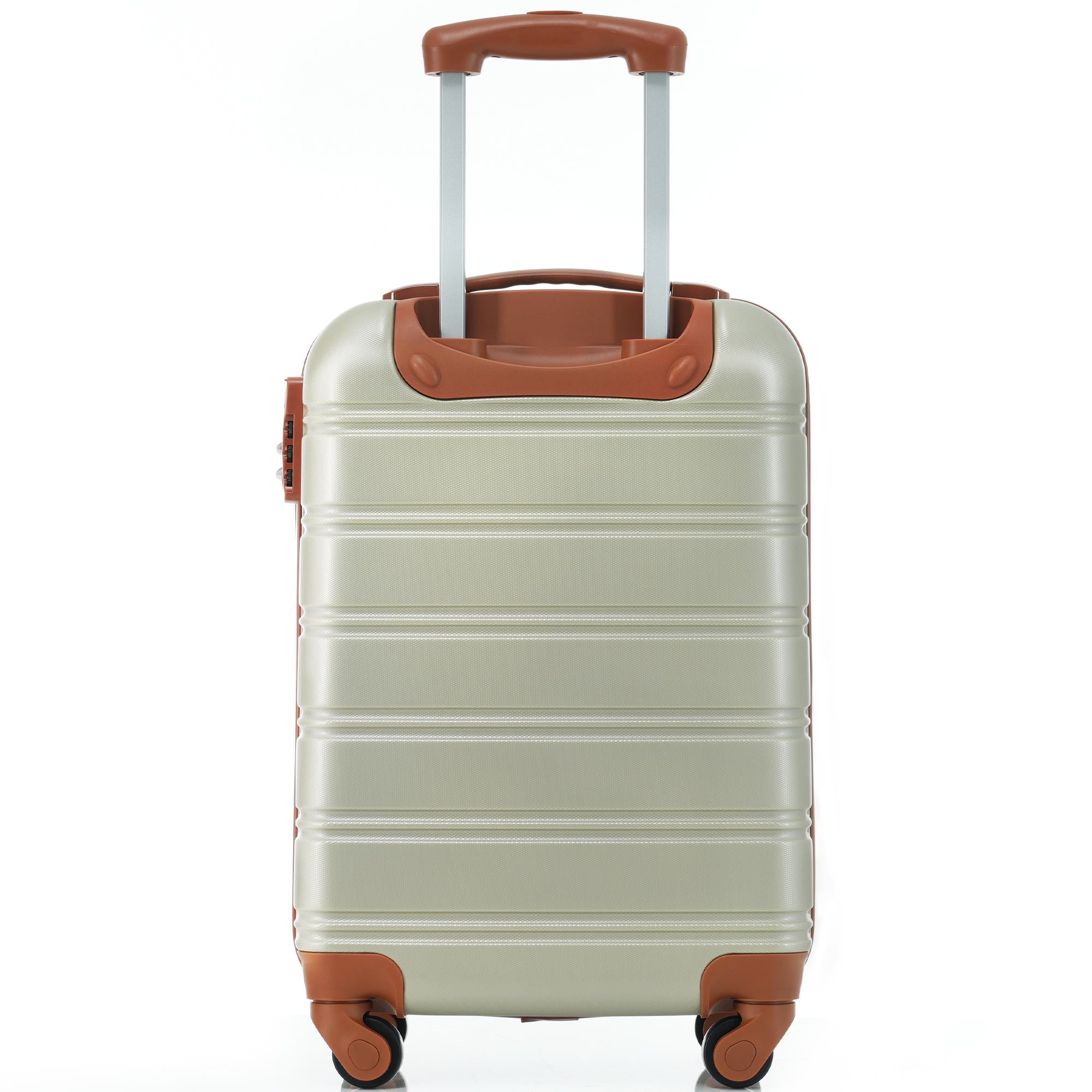 20" 4-Wheel ABS Hard Shell Travel Trolley Suitcase with Adjustable Handle, Luggage with Secure Lock, 35L x 23W x 57H cm, Brown+Green