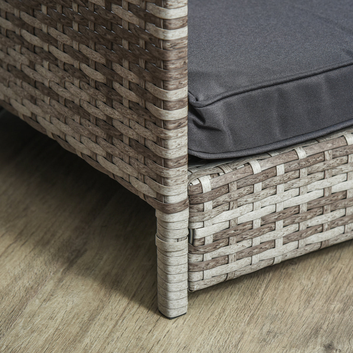 Wicker Dog House with Canopy and Removable Cushion for Small & Medium Dogs - Dark Grey