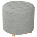 31.8L Teddy Fleece Storage Ottoman with Button-Tufted Lid - Grey