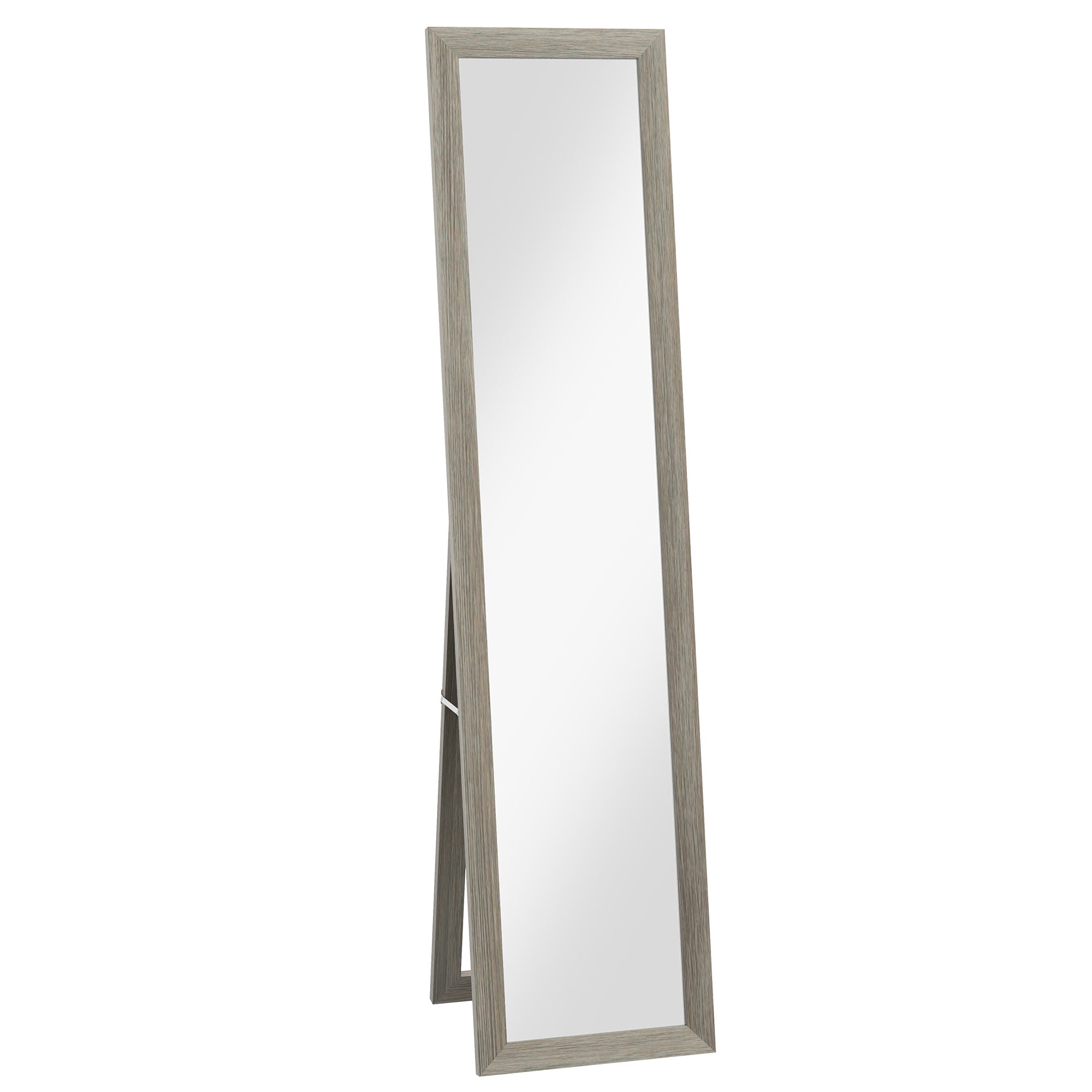 Full Length Mirror, 37 x 157 cm, Hanging or Freestanding, Rectangular Full Body Mirror for Living Room, Bedroom, Grey