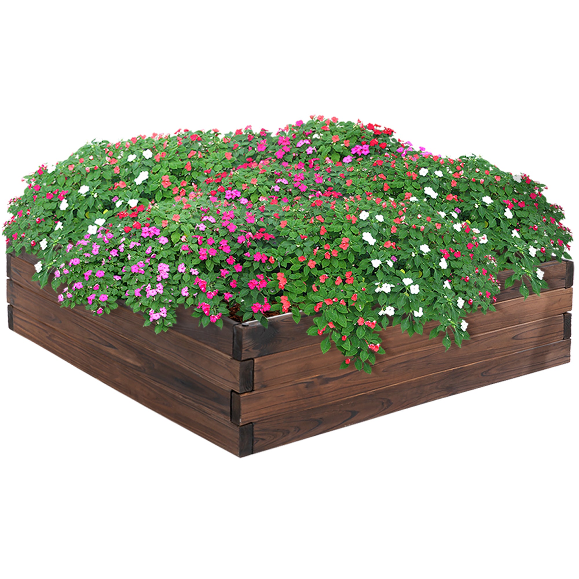 128L Wooden Raised Beds for Garden Planter Grow Containers For Outdoor Patio Plant Flower Vegetable 80L x 80W x 22.5H cm