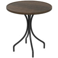 66cm Galvanised Steel Slatted Garden Table with Powder-Coated Frame - Brown