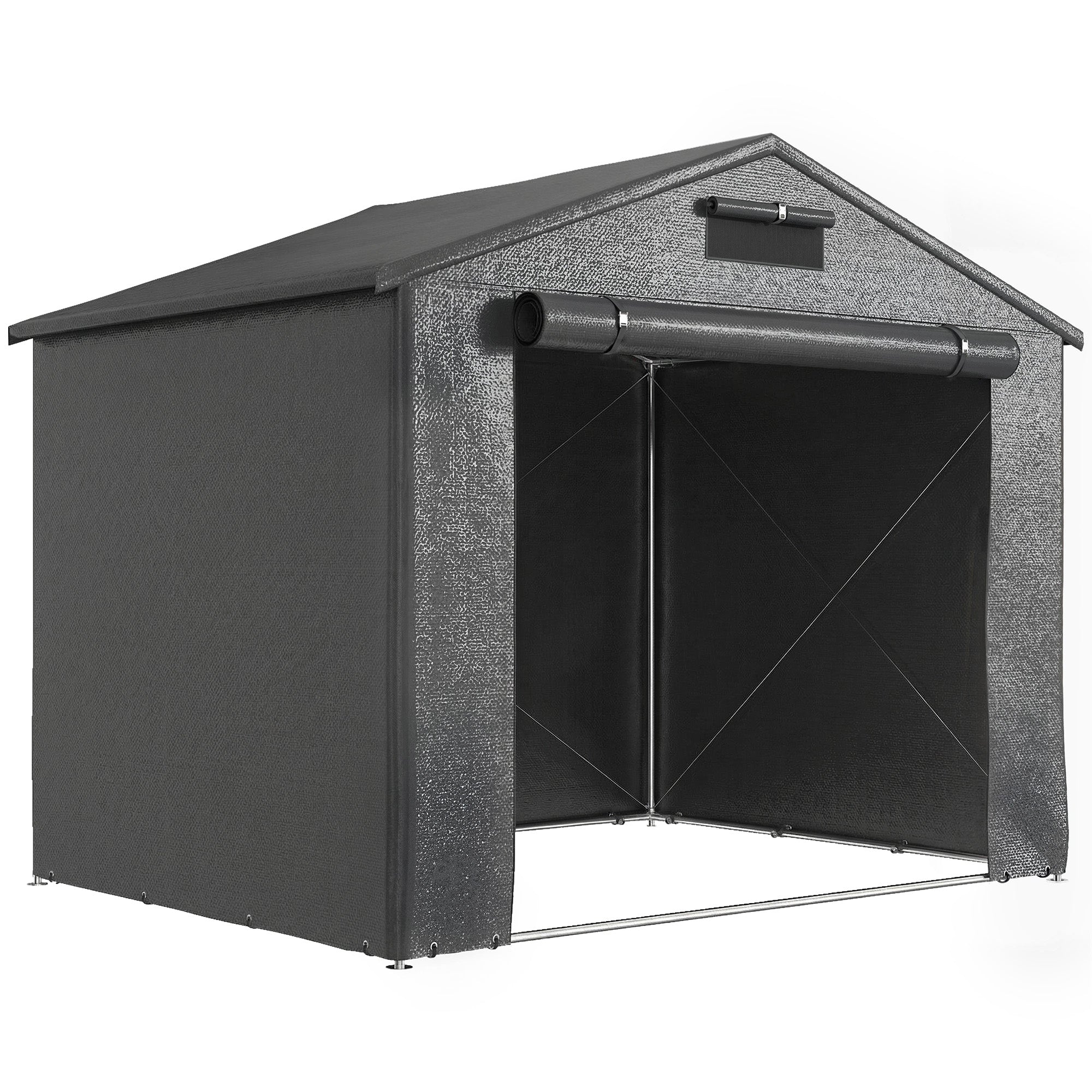 8 x 6 ft Outdoor Garden Storage Shed, Waterproof Bike Tent with Roll-Up Zipper Door