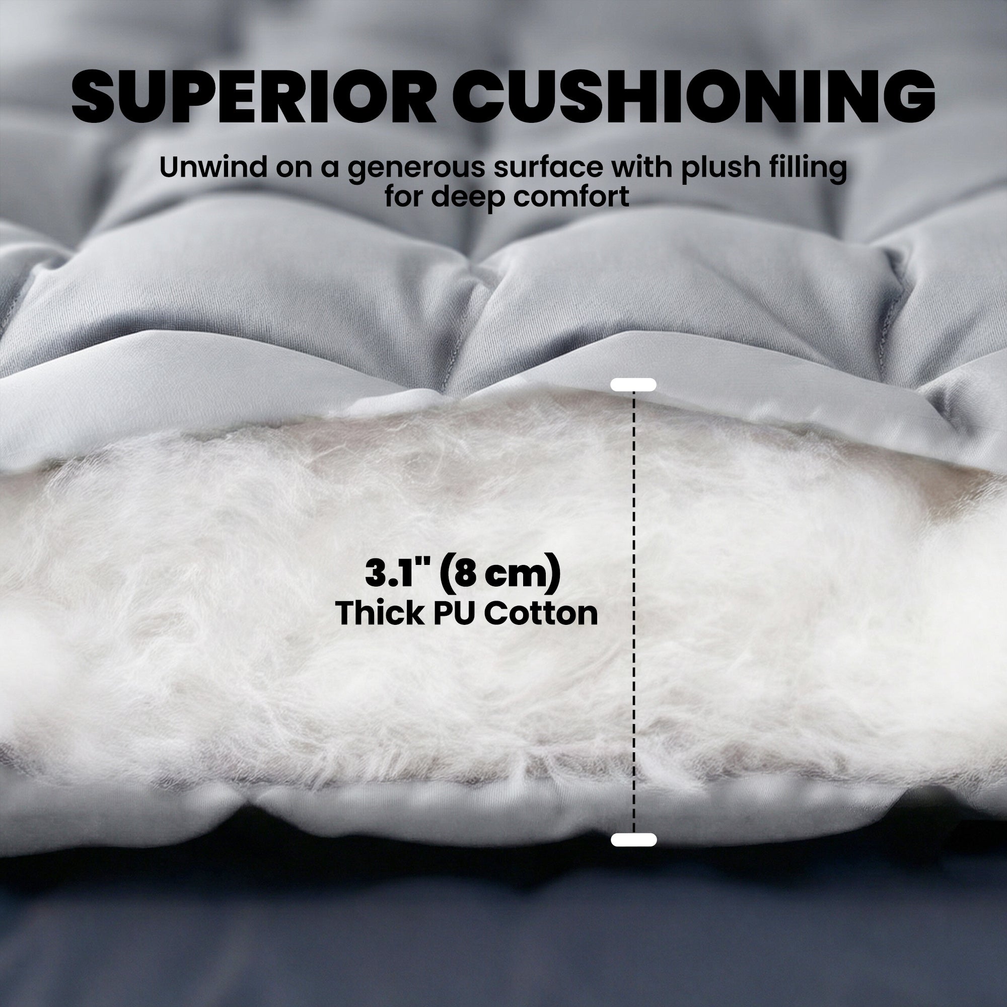 Sleeping Mat, Foldable Camping Mattress Pad with Elastic Straps, Light Grey