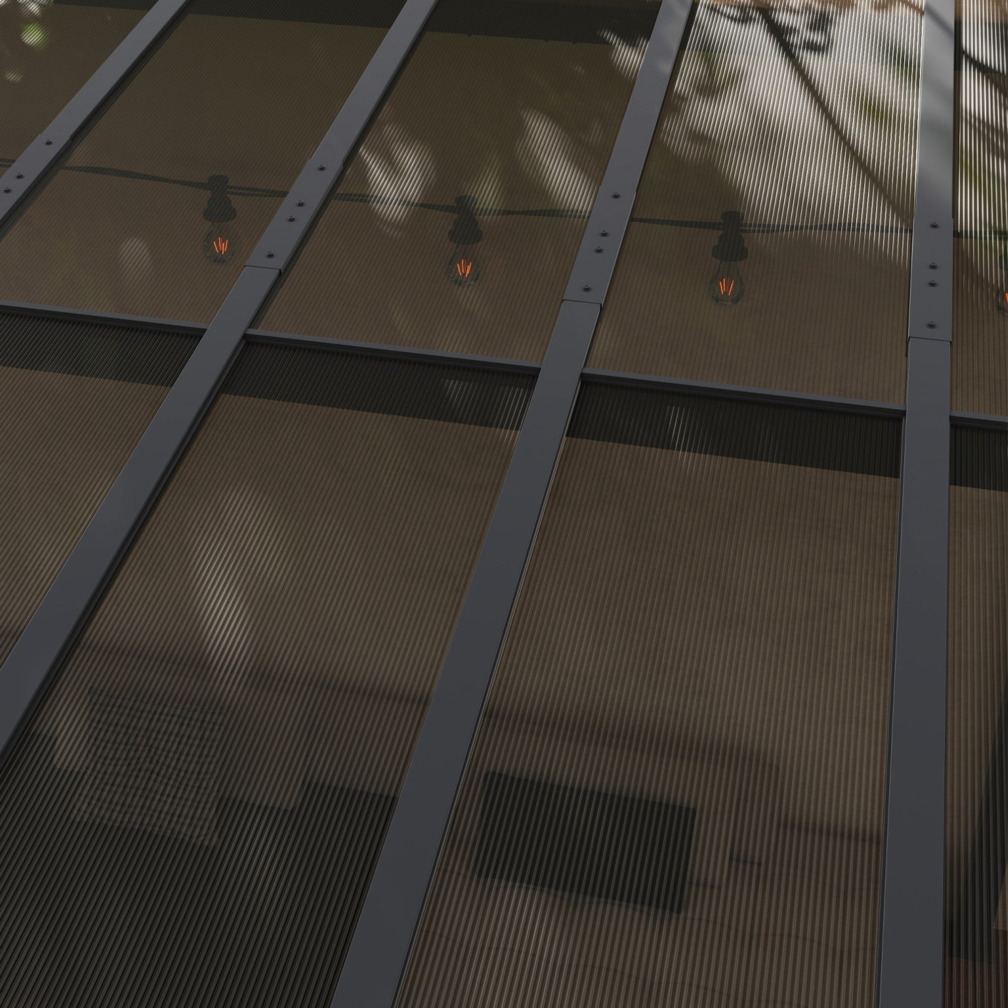 3 x 3(m) Metal Pergola with UPF 50+ and Waterproof Polycarbonate Roof, Wall-Mounted or Free Standing Garden Gazebo, Wind-resistant Outdoor Sun Shade, Dark Grey