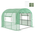 300 x 300cm Walk-In Polytunnel Greenhouse with Mesh Windows - Green