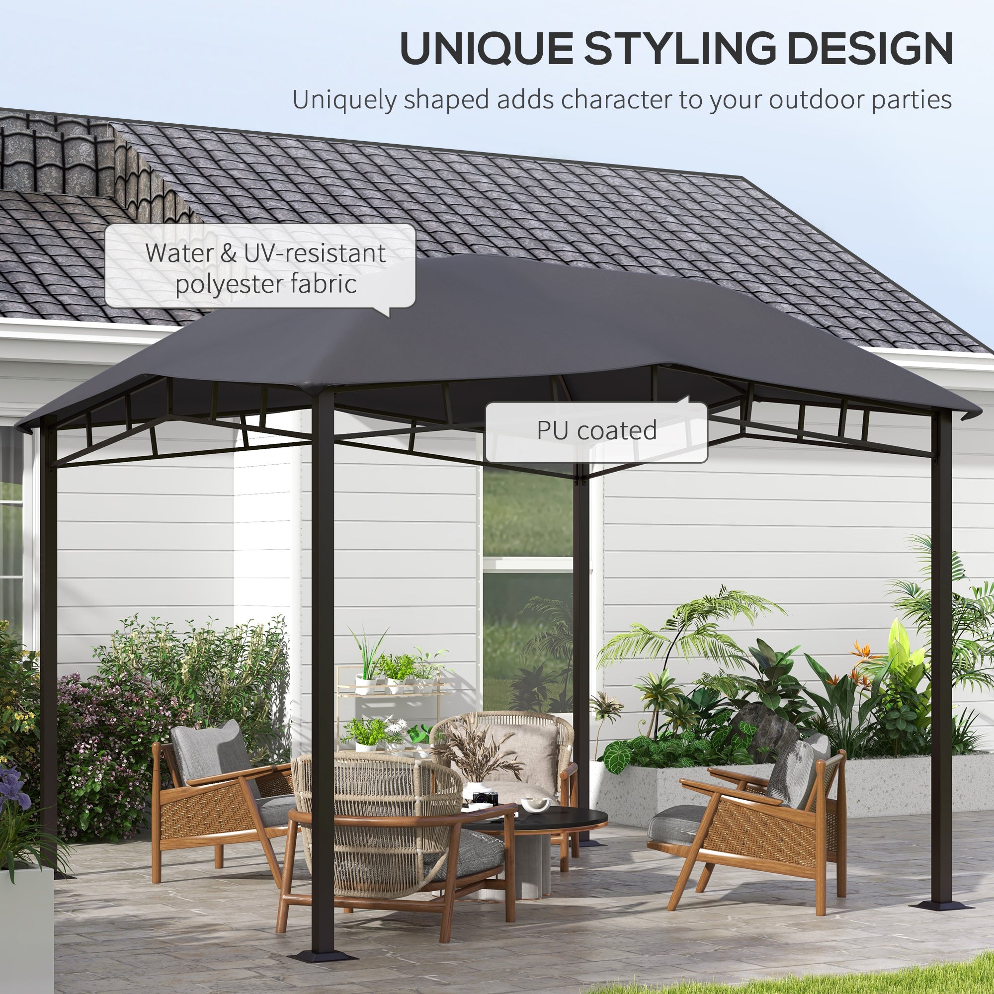 3x3 Metre Outdoor Gazebo Canopy Tent with Steel Frame - Grey