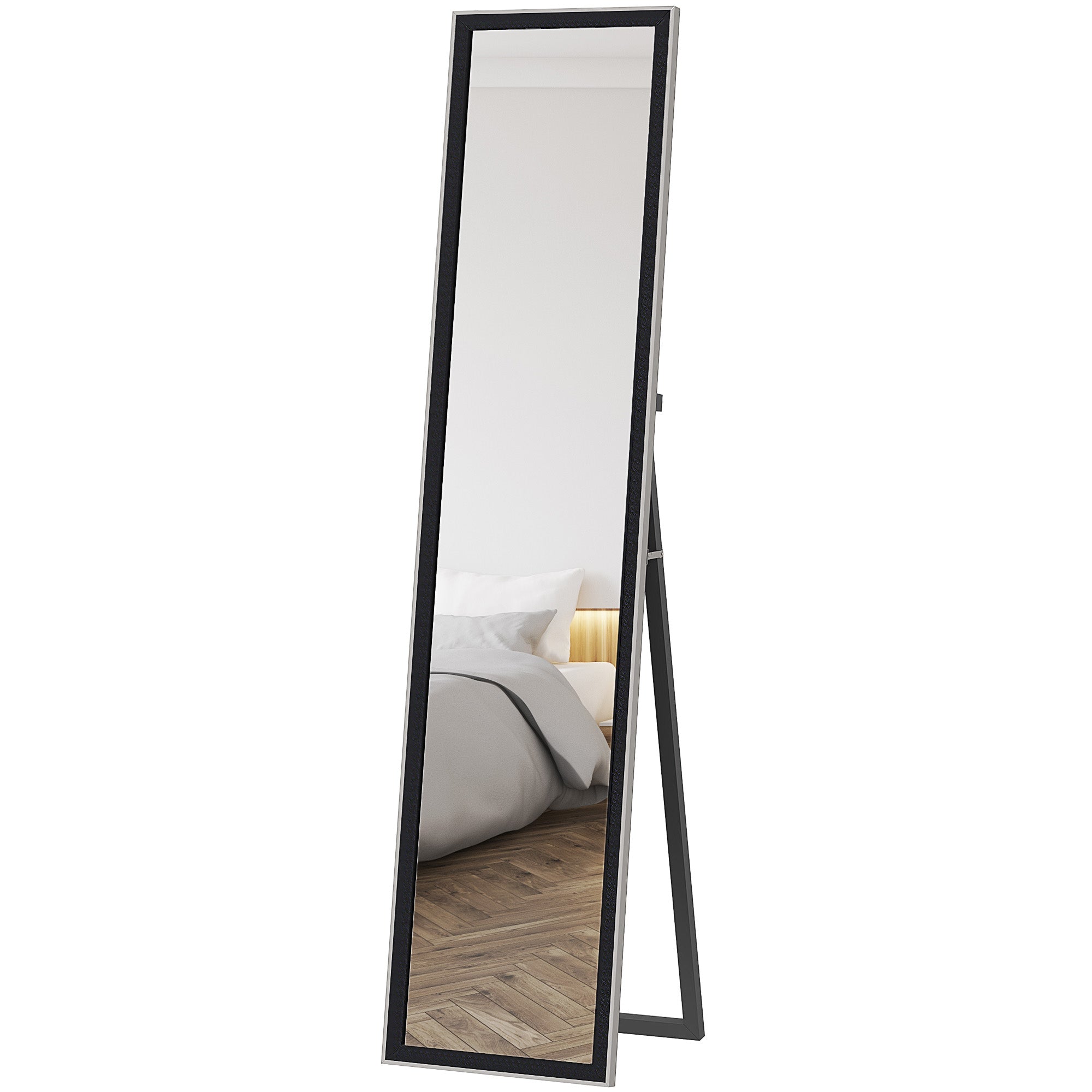 Full Length Mirror, 37 x 157cm Wall Mounted, Leaning, Free Standing Mirror, Framed Full Body Mirror for Living Room, Bedroom, Black