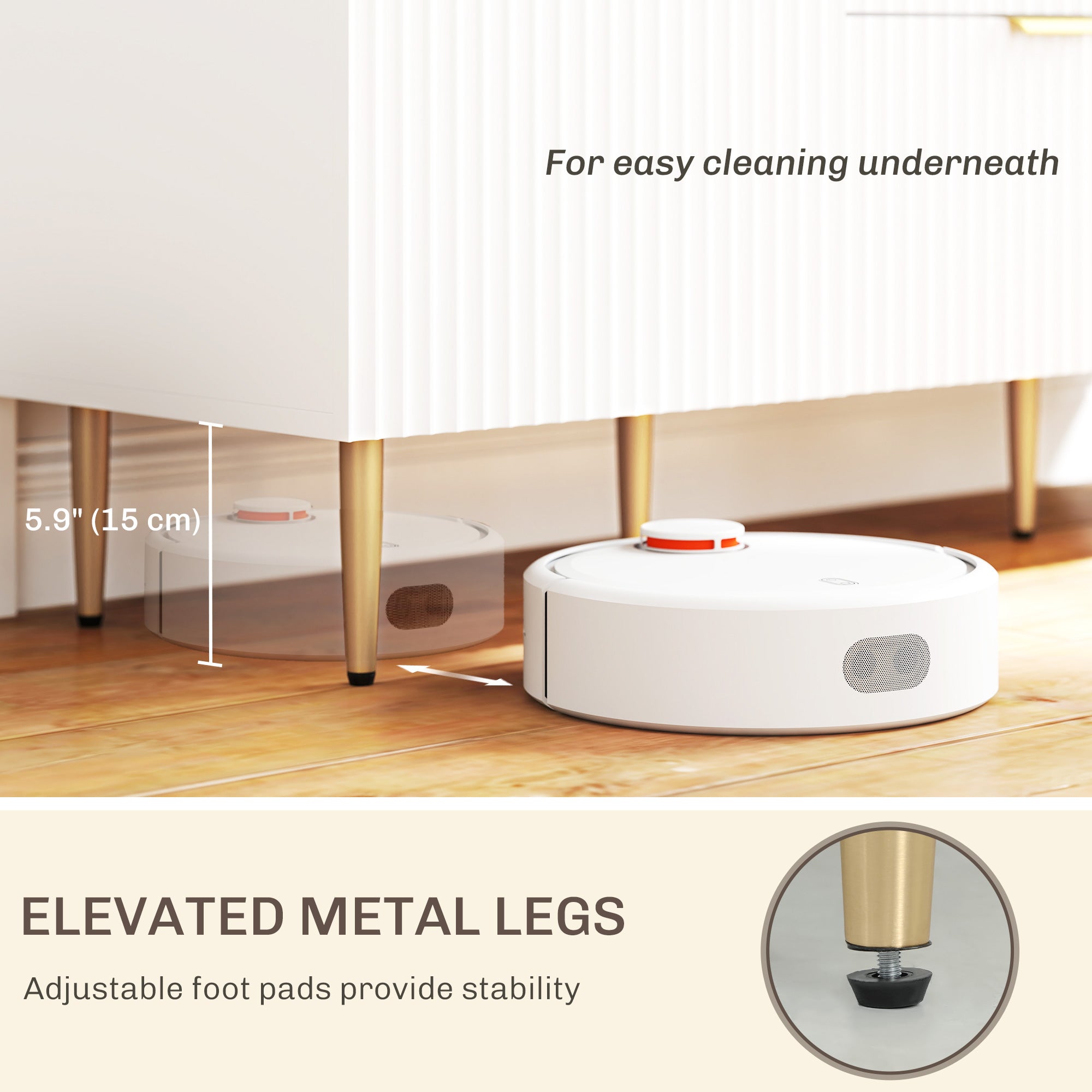 Sideboard Buffet Cabinet, Modern Kitchen Storage Cabinet with 3 Drawers and Adjustable Shelves, Living Room Cabinet with Metal Legs for Hallway, White