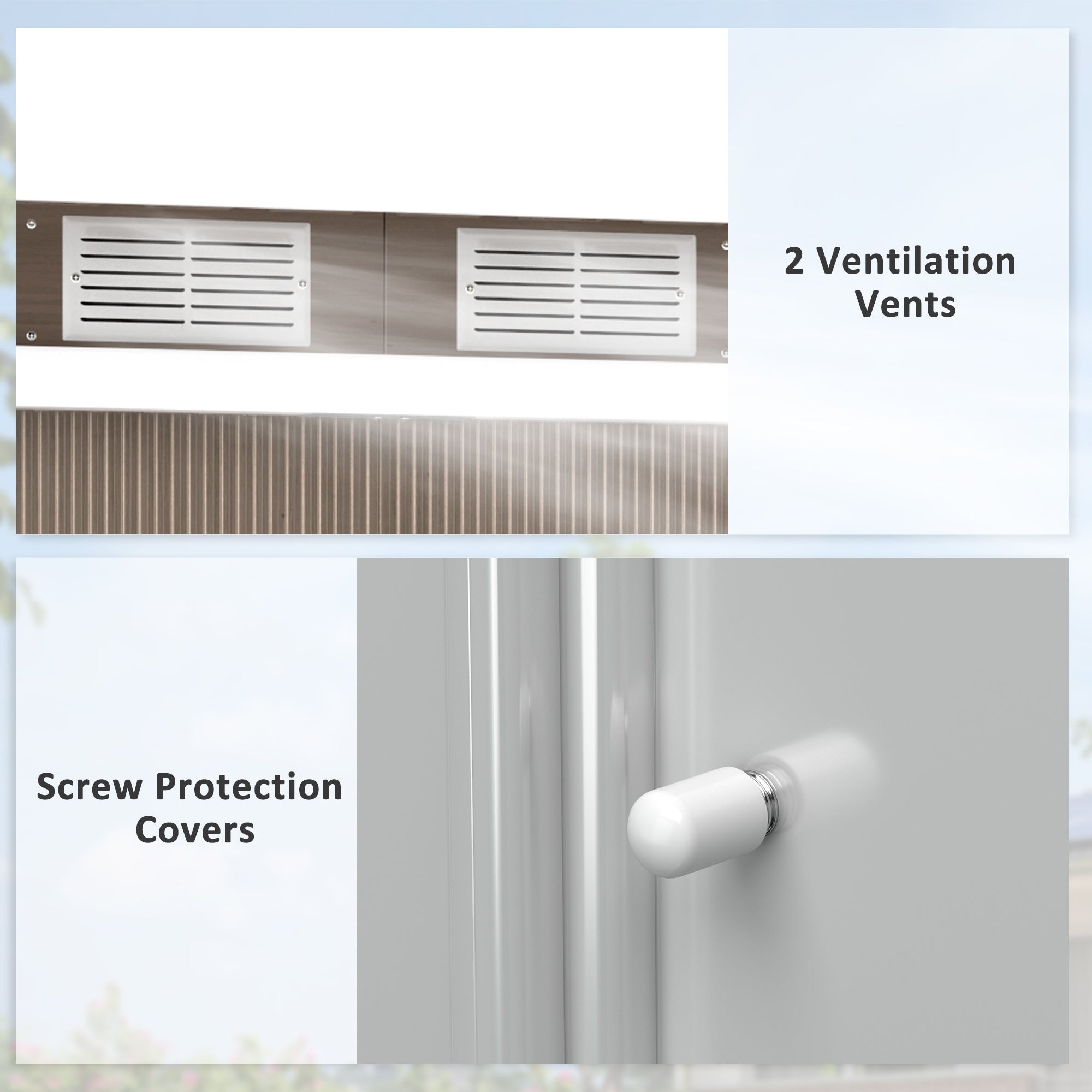 9ft x 4ft Metal Garden Shed with Foundation Kit and Ventilation - Light Grey Wood Grain