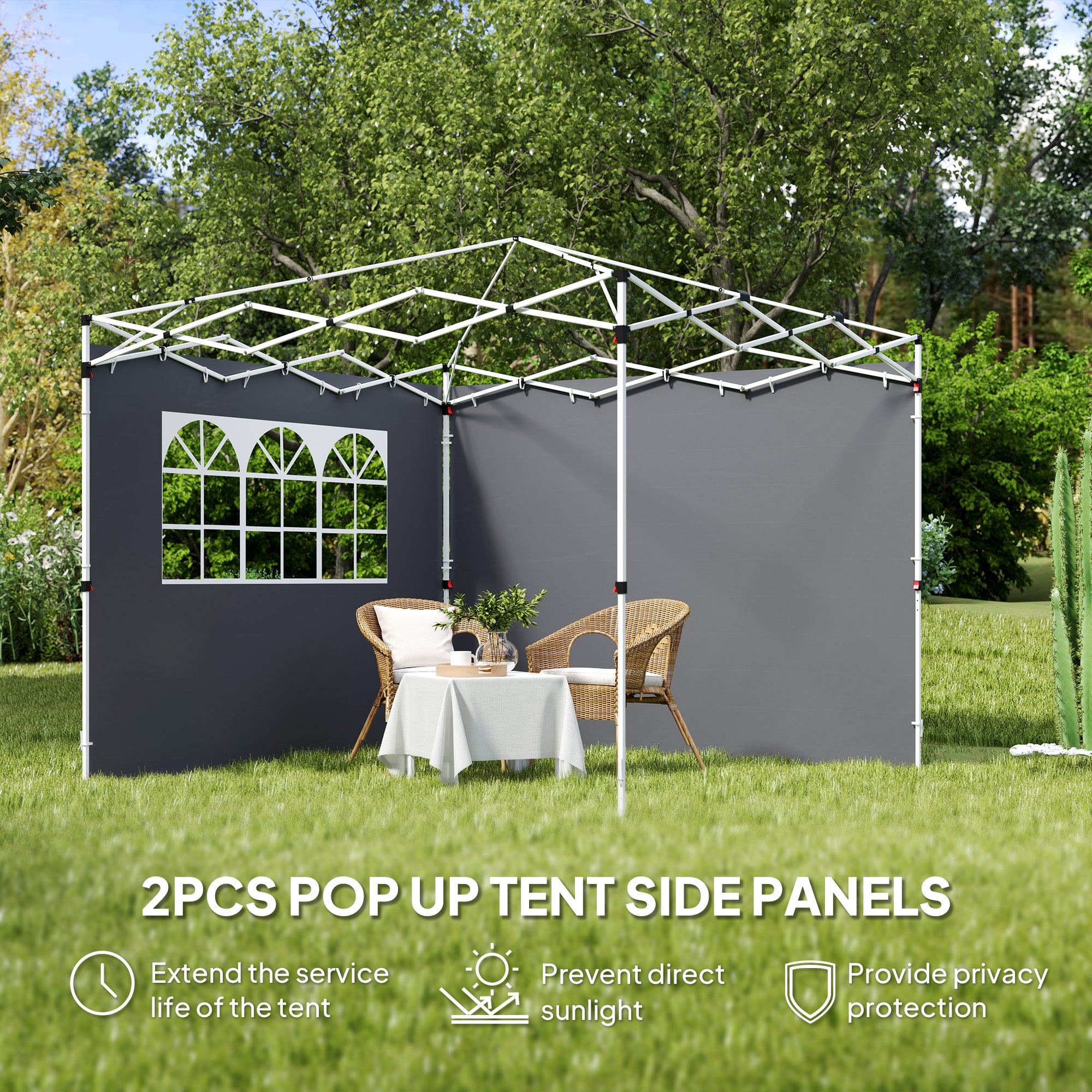 3 Meter Gazebo Replaceable Side Panel Walls with Window - Dark Grey