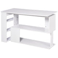 Corner Computer Desk, L Shaped Desk with 360° Rotating Bookshelf, 120L x 110W x 74.5H cm, White