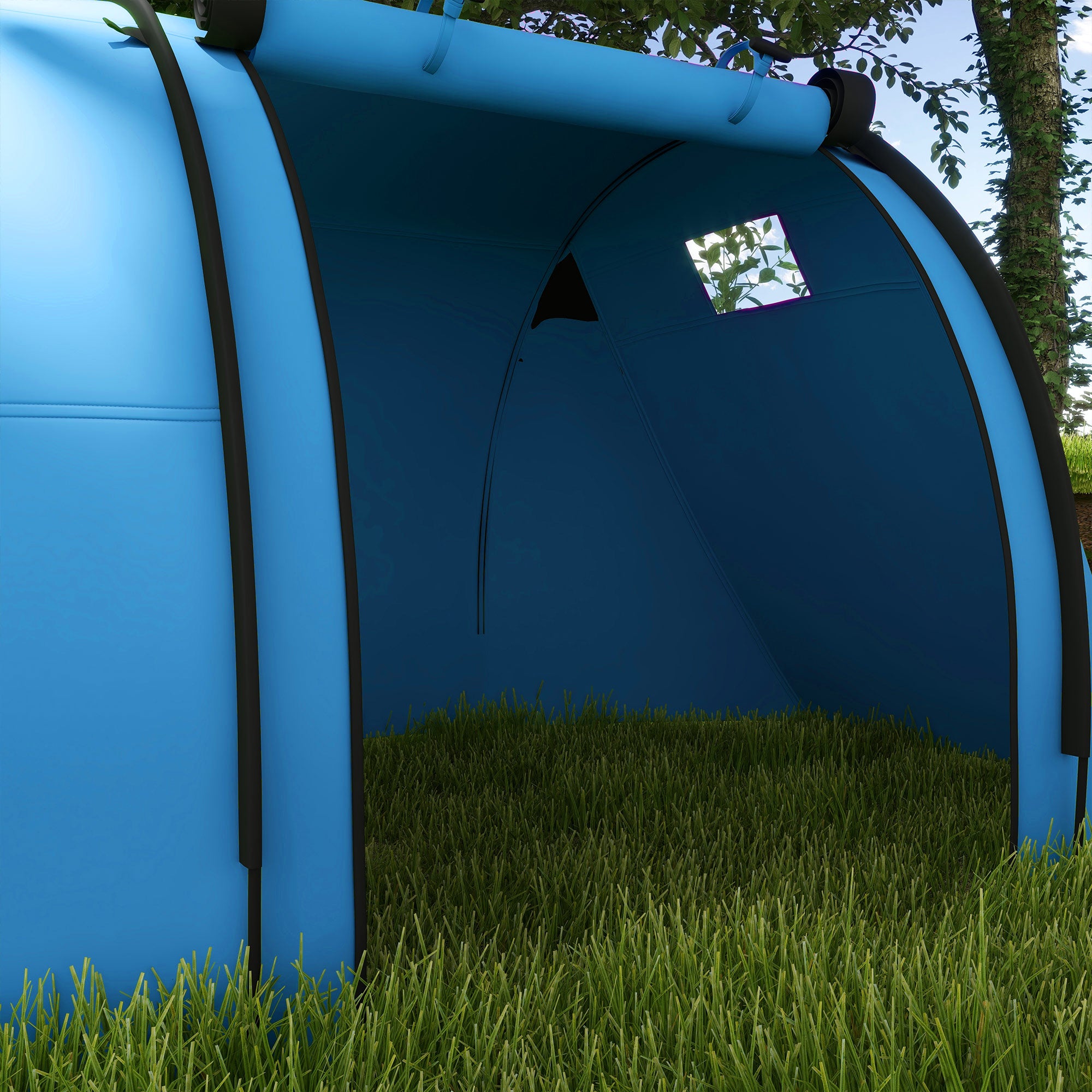Spacious Four Man Duo Tunnel Tent for Camping - Sky Blue