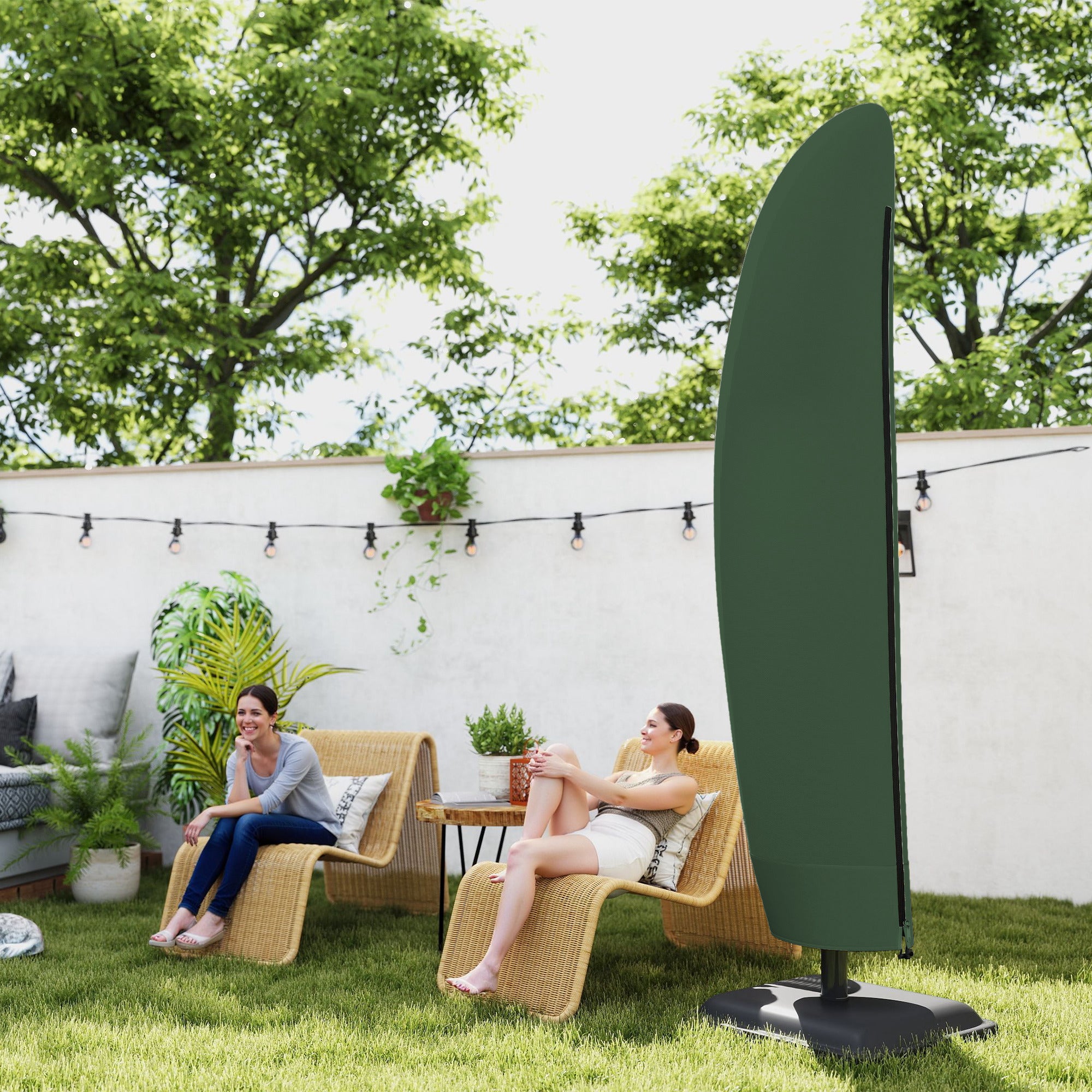 Parasol Cover, 600D Oxford Cantilever Umbrella Cover Fit for 2-4m Parasol, Green