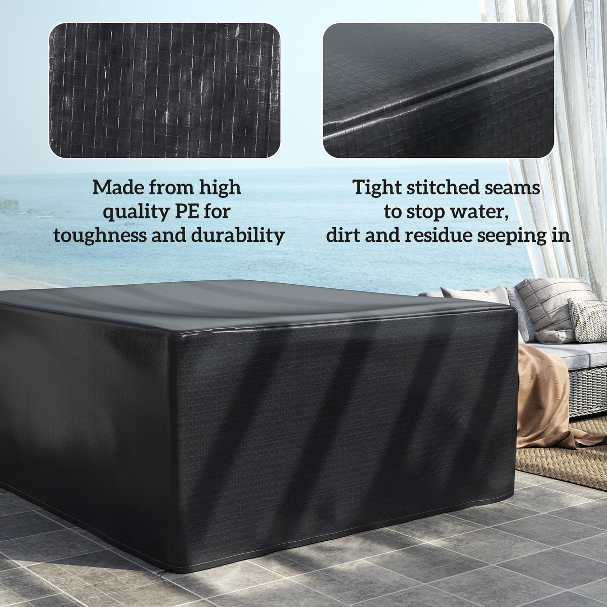 Large Waterproof Anti-UV Garden Furniture Cover Set 235x190cm - Black