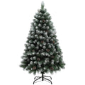 5ft Snow-Dipped Artificial Pine Christmas Tree with Pine Cones - Green