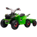 6V Toddler Quad Bike with Back Trailer for Ages 18-36 Months - Green