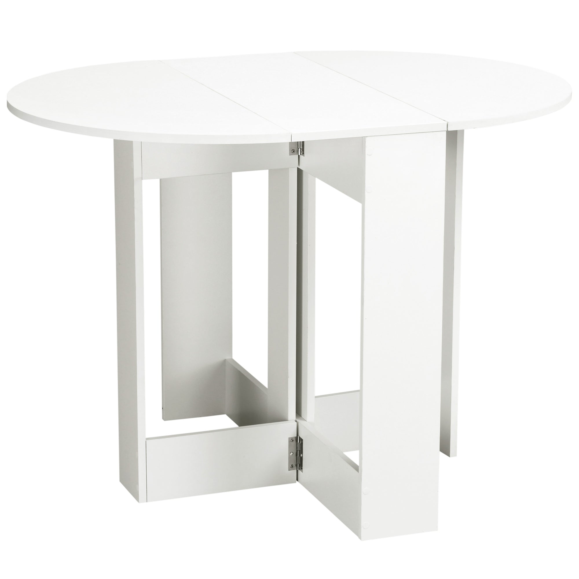 Space-saving Drop Leaf Table, Folding Dining Table for Small Space, Kitchen, Dining Room, White