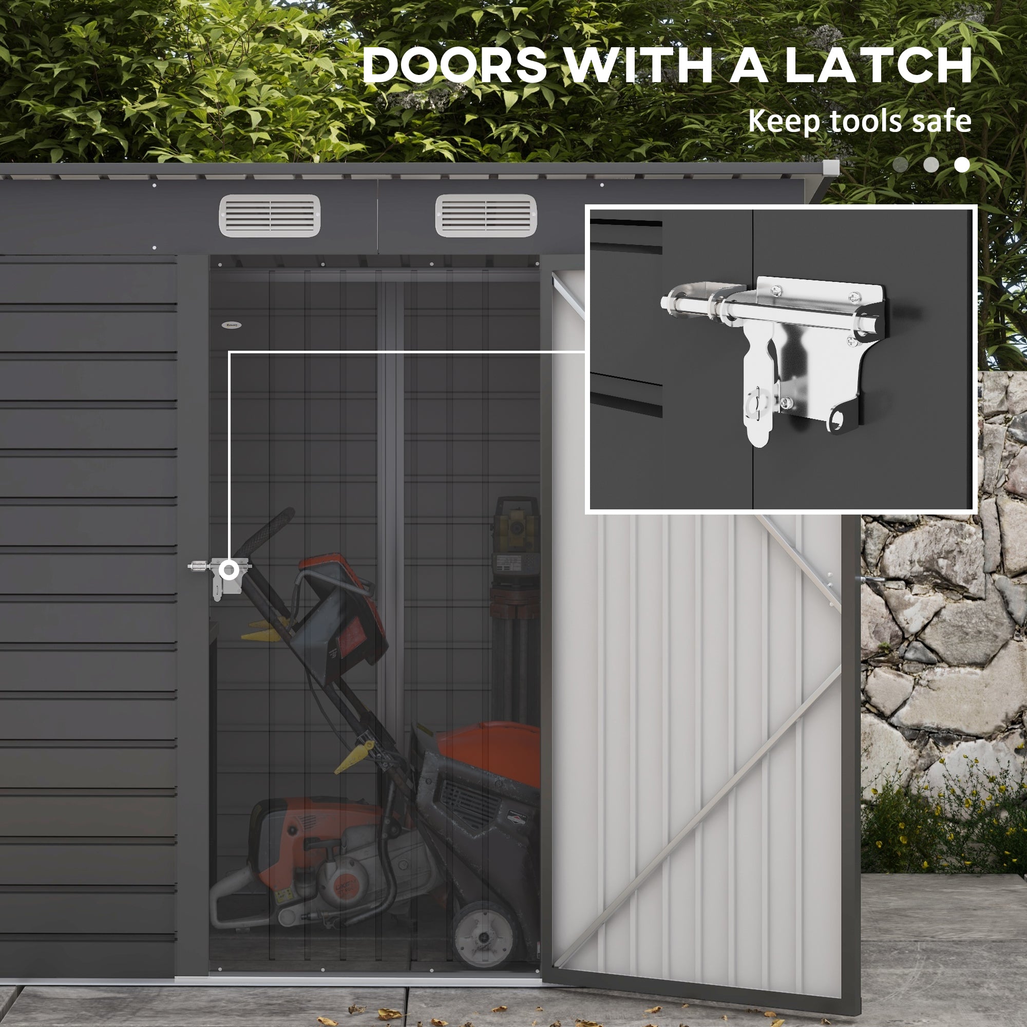 4x6ft Galvanised Steel Garden Shed with Lockable Door - Grey